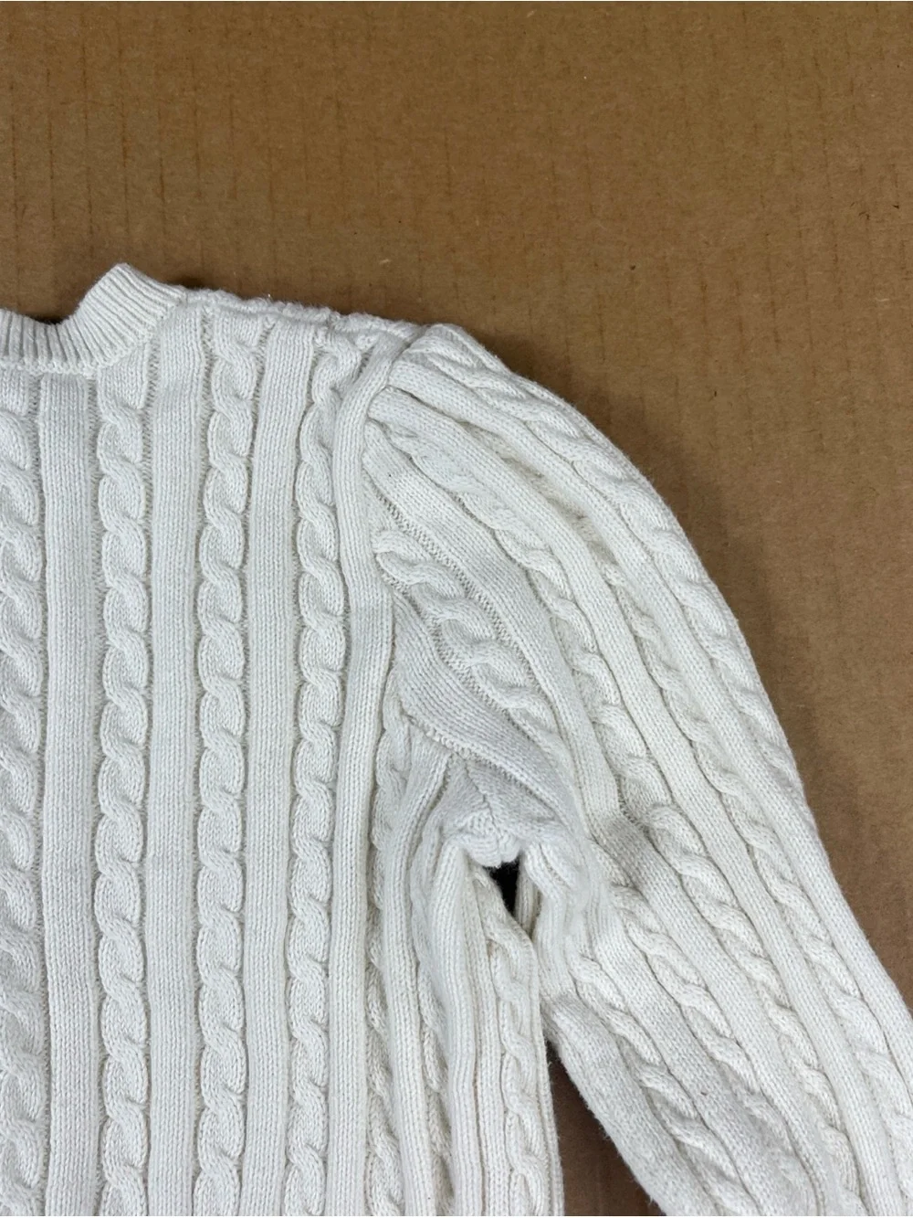 Polo Ralph Lauren Girls 4T White Cable Knit Cardigan Sweater Pink Pony Logo